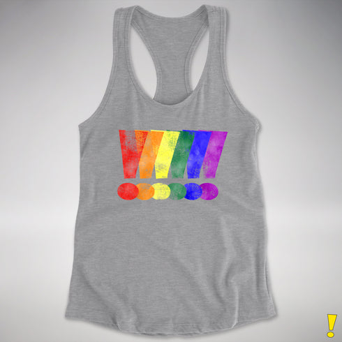 LGBTQ Pride Exclamation Points Racerback Tank - Heather Grey